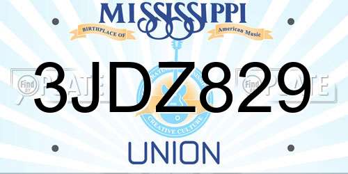 3JDZ829 Mississippi License Plate