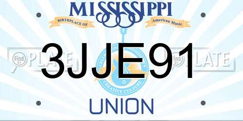 3JJE91 Mississippi License Plate