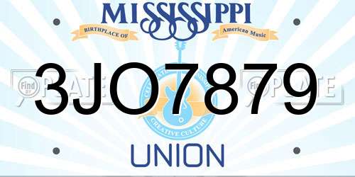 3JO7879 Mississippi License Plate