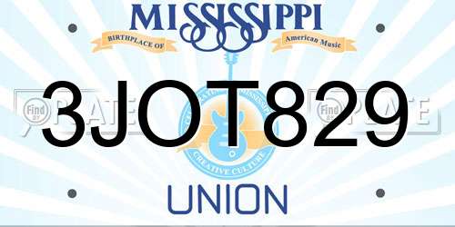 3JOT829 Mississippi License Plate