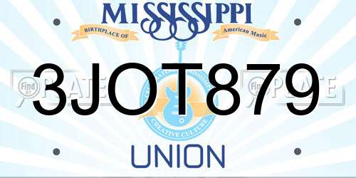 3JOT879 Mississippi License Plate