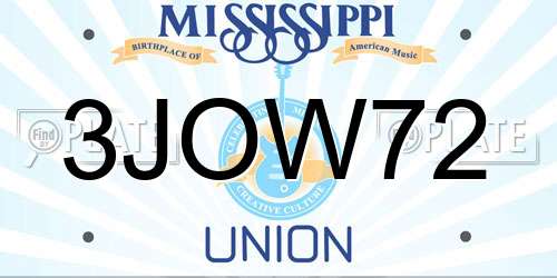3JOW72 Mississippi License Plate