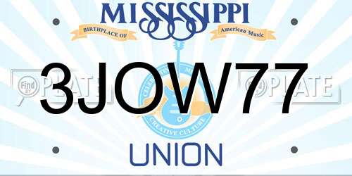 3JOW77 Mississippi License Plate