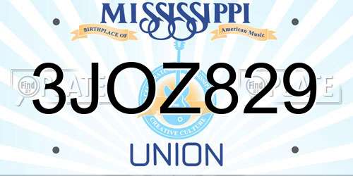 3JOZ829 Mississippi License Plate