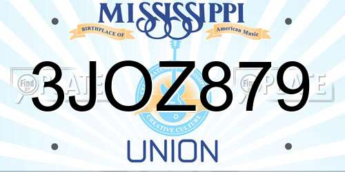 3JOZ879 Mississippi License Plate