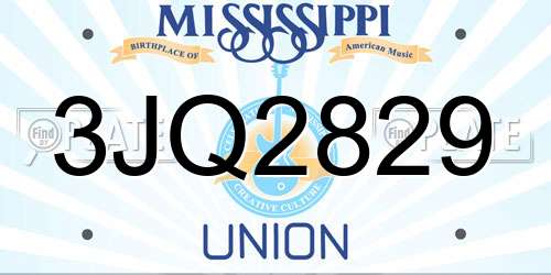 3JQ2829 Mississippi License Plate