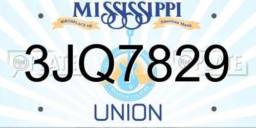 3JQ7829 Mississippi License Plate