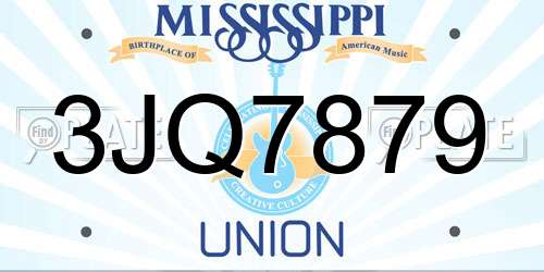 3JQ7879 Mississippi License Plate