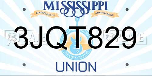 3JQT829 Mississippi License Plate