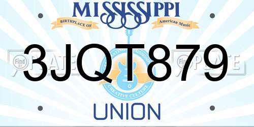3JQT879 Mississippi License Plate
