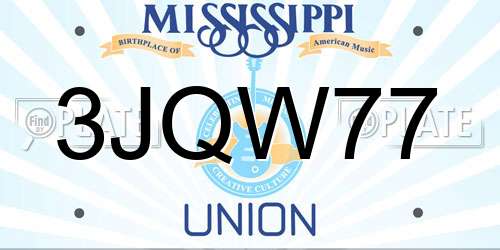 3JQW77 Mississippi License Plate