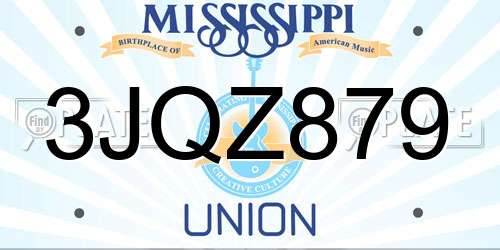 3JQZ879 Mississippi License Plate