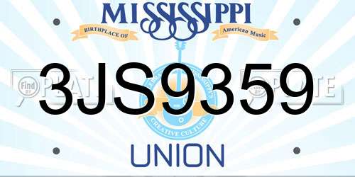 3JS9359 Mississippi License Plate