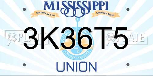 3K36T5 Mississippi License Plate