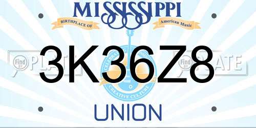 3K36Z8 Mississippi License Plate