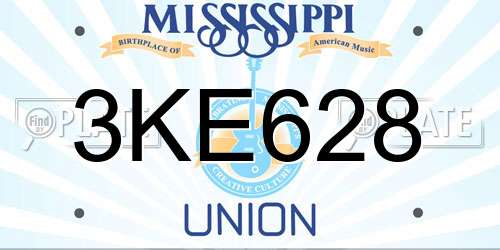 3KE628 Mississippi License Plate