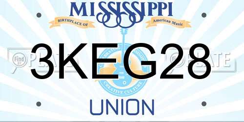 3KEG28 Mississippi License Plate