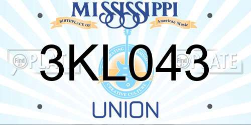 3KL043 Mississippi License Plate