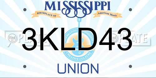 3KLD43 Mississippi License Plate