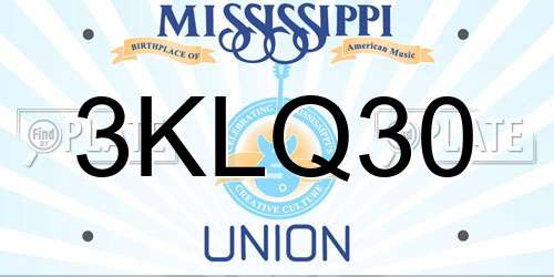3KLQ30 Mississippi License Plate