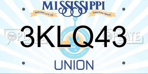 3KLQ43 Mississippi License Plate