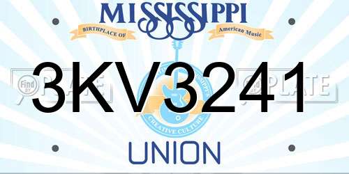 3KV3241 Mississippi License Plate