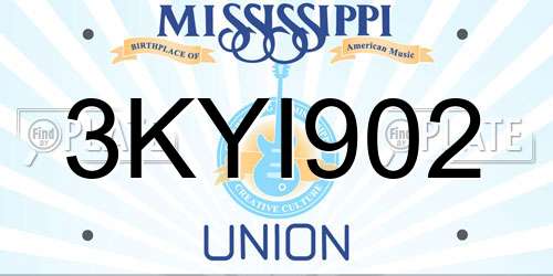 3KYI902 Mississippi License Plate