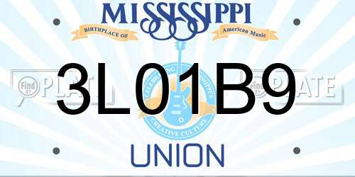 3L01B9 Mississippi License Plate