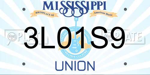 3L01S9 Mississippi License Plate