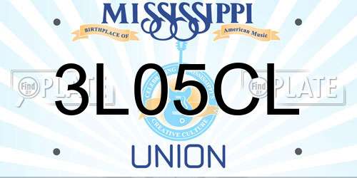 3L05CL Mississippi License Plate