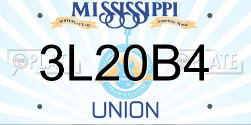 3L20B4 Mississippi License Plate