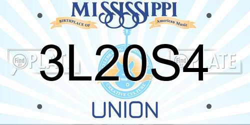 3L20S4 Mississippi License Plate