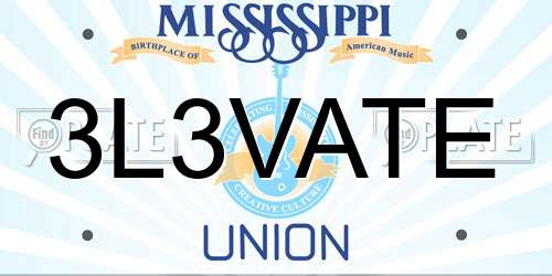 3L3VATE Mississippi License Plate
