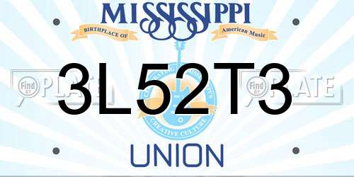 3L52T3 Mississippi License Plate