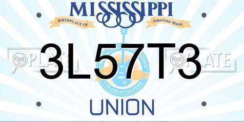 3L57T3 Mississippi License Plate