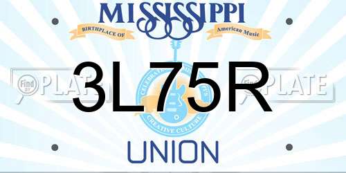 3L75R Mississippi License Plate