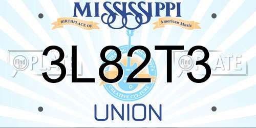 3L82T3 Mississippi License Plate