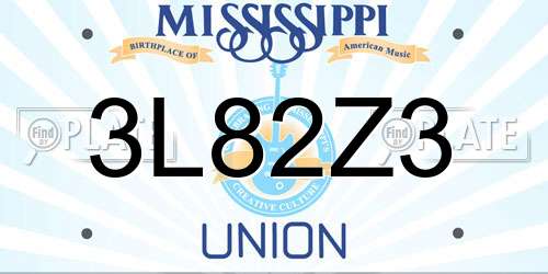 3L82Z3 Mississippi License Plate