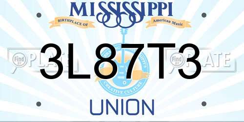 3L87T3 Mississippi License Plate