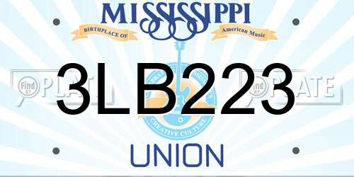 3LB223 Mississippi License Plate