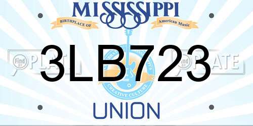 3LB723 Mississippi License Plate