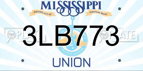3LB773 Mississippi License Plate