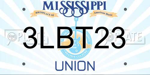 3LBT23 Mississippi License Plate