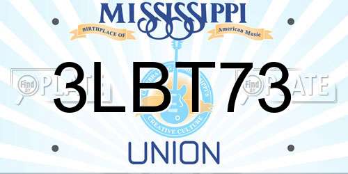 3LBT73 Mississippi License Plate