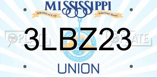 3LBZ23 Mississippi License Plate