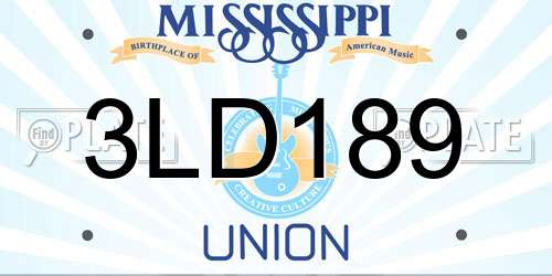 3LD189 Mississippi License Plate