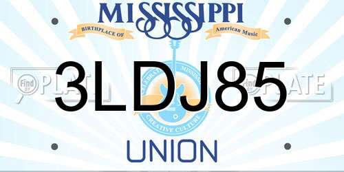 3LDJ85 Mississippi License Plate