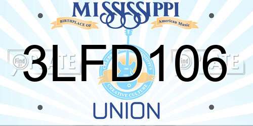 3LFD106 Mississippi License Plate