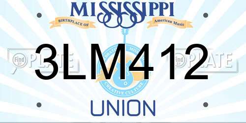 3LM412 Mississippi License Plate
