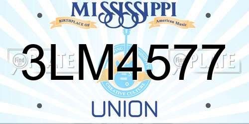 3LM4577 Mississippi License Plate